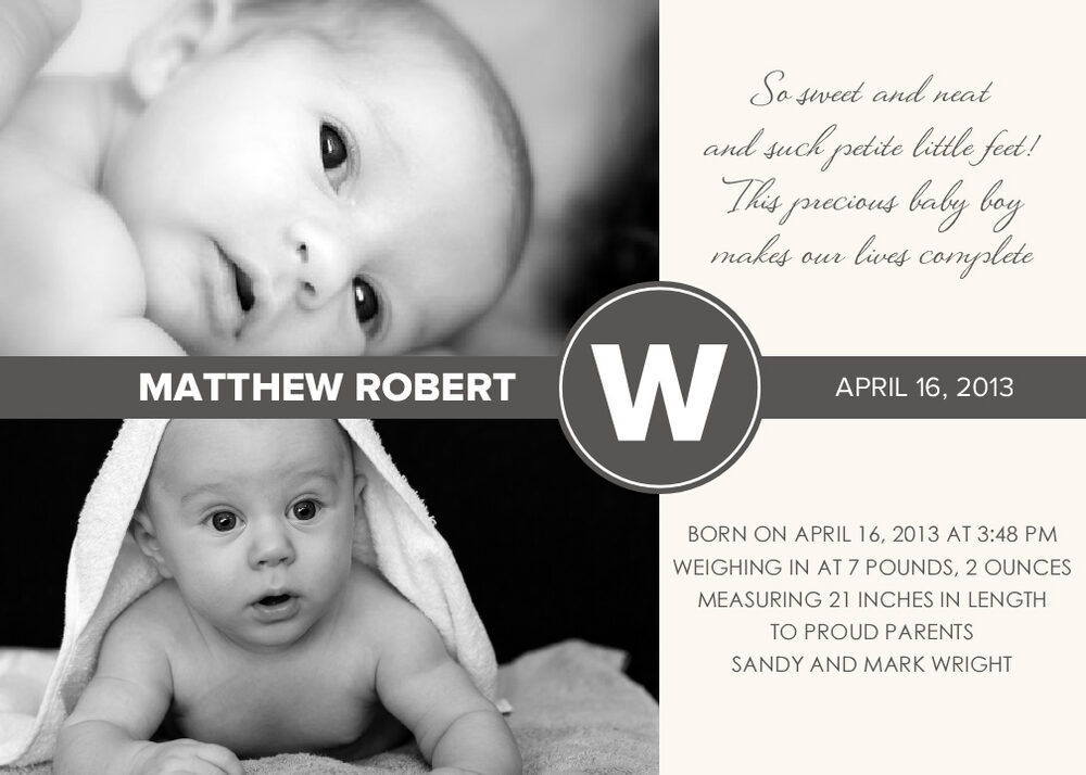Custom Photo Birth Announcements for Boys and Girls, Contemporary and